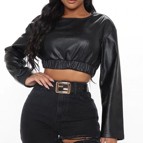 Fashion Nova Tops Faux Leather Crop Top Plus Size Poshmark